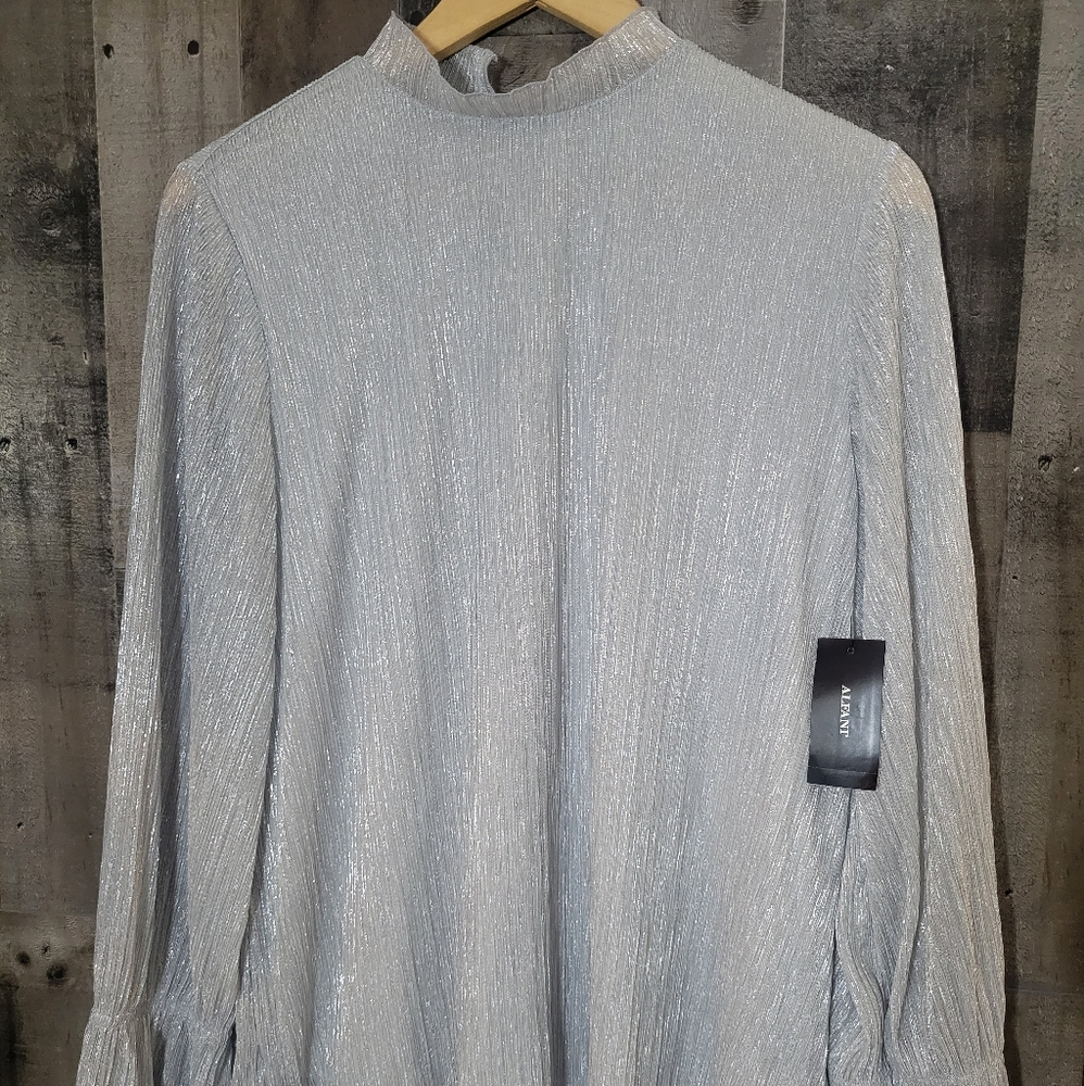 Alfani metallic ruffle neck top